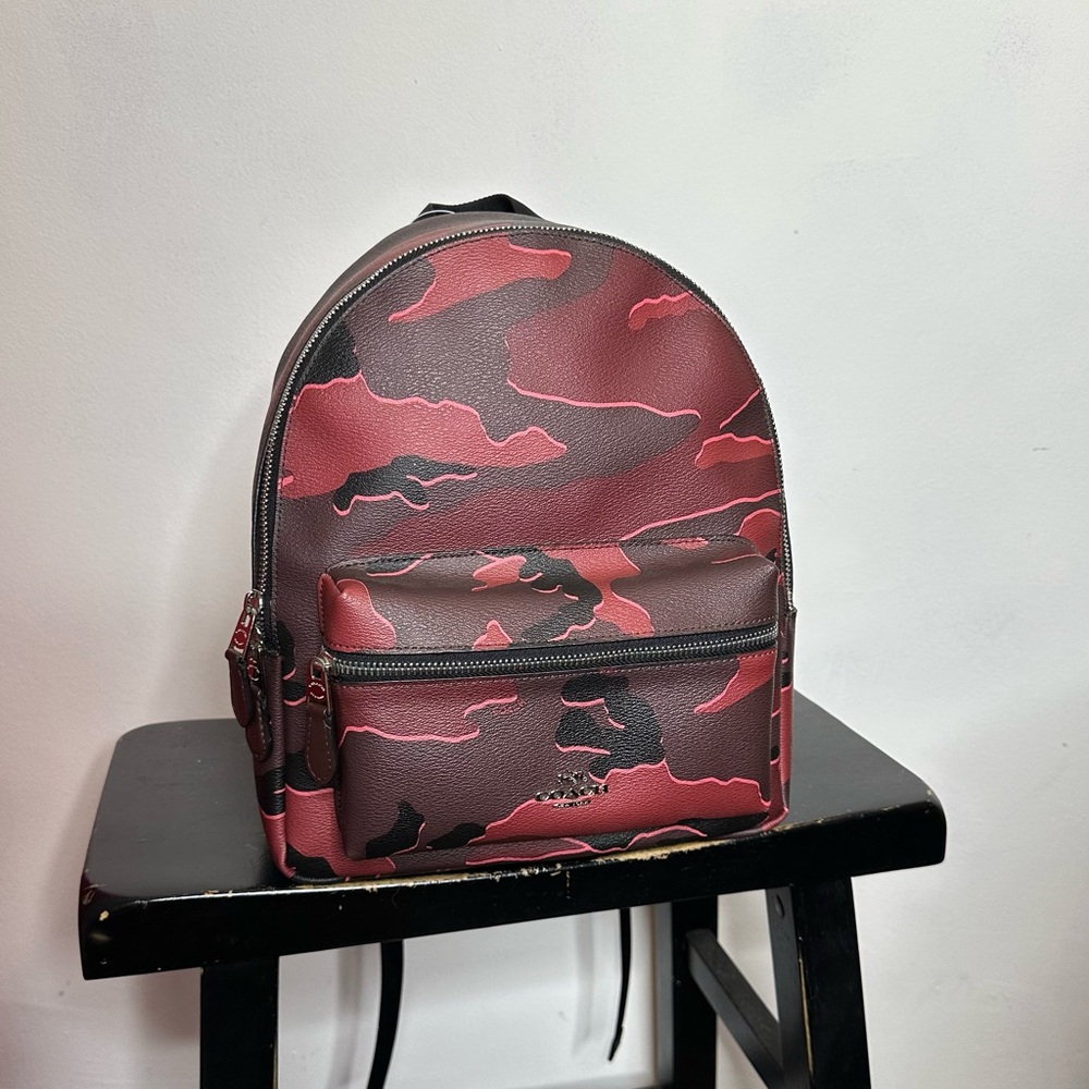 Coach Red and Black Camouflage Men's Backpack